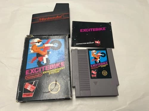 Excitebike (Nintendo NES, 1985) CIB Complete with Box, Manual, Protector, Foam