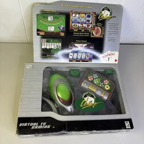 World Casino Challenge Virtual TV Poker Blackjack Slots Solitaire Game 4-In-1