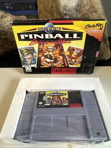 Super Pinball: Behind the Mask (Super Nintendo). No Manuel. Very Clean Cartridge