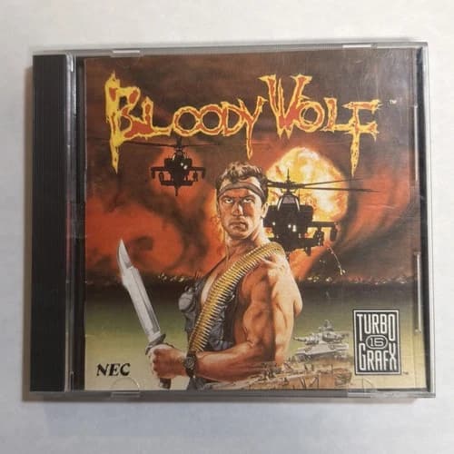 Bloody Wolf TurboGrafx 16 CIB HuCard Manual Sleeve Case RARE TESTED AND WORKING