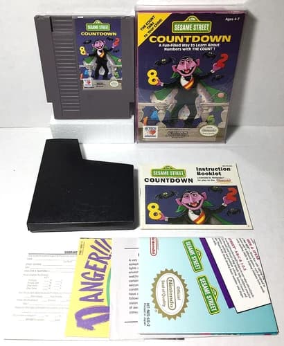 COMPLETE Sesame Street Countdown NINTENDO NES Manual CIB - TESTED & WORKING
