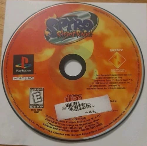 Spyro 2: Ripto's Rage (Sony PlayStation 1, 1999) Disc Only