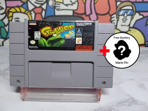 Frogger SNES Video Game Cartridge Tested & Authentic + Free Mystery Mario Pin