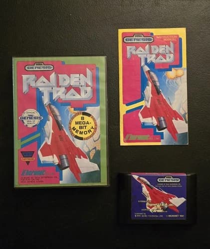 Raiden Trad (Sega Genesis, 1991) CIB w/Manual Authentic Tested Working