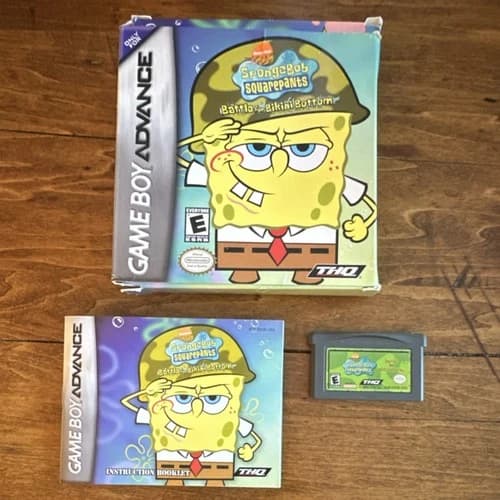 THQ SpongeBob Battle for Bikini Bottom Game Boy Advance Box Manual COMPLETE