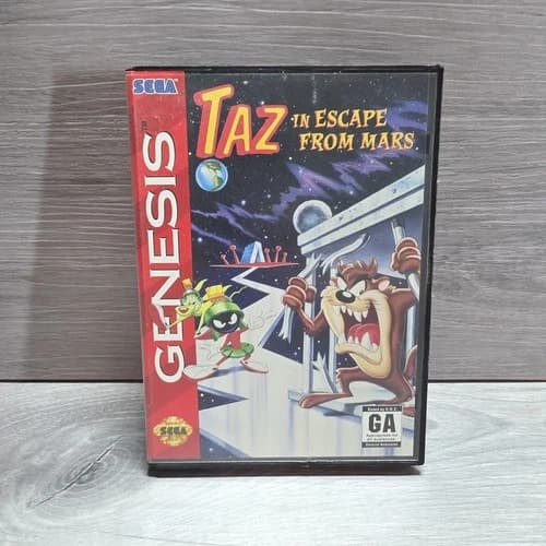 Taz in Escape From Mars (Sega Genesis, 1994) CIB W/ Manual Tested Working