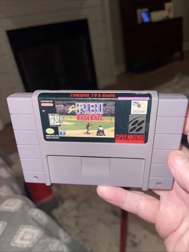 Super RBI baseball Nintendo SNES Cartridge only tested working Free Ship