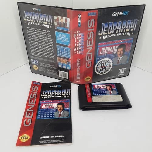 Jeopardy Deluxe Edition (Sega Genesis, 1993) Complete CIB. Cleaned and Tested
