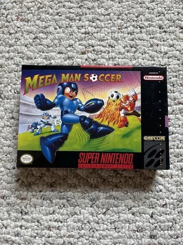Mega Man Soccer SNES Complete in Box CIB Authentic Capcom Super Nintendo Nice!
