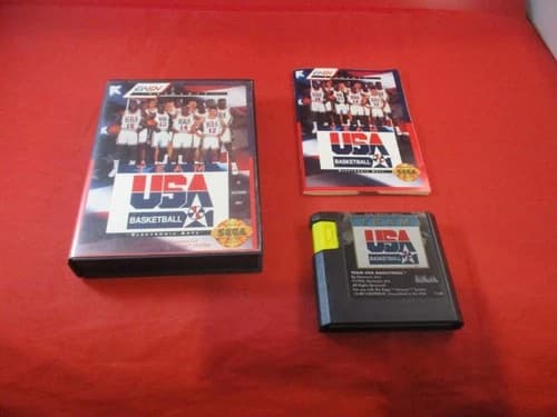 Team USA Basketball (Sega Genesis) COMPLETE w/ Box manual game WORKS! #U