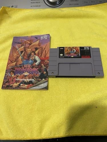 Uncharted Waters New Horizons Super Nintendo SNES Game Cartridge/ Book - Tested