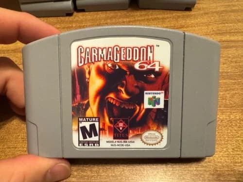 Carmageddon 64 (Nintendo 64) N64 authentic video game cart, new front label