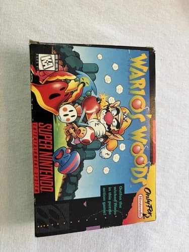 Wario's Woods Super Nintendo SNES 1994 Authentic Game Cartridge with Box Manual