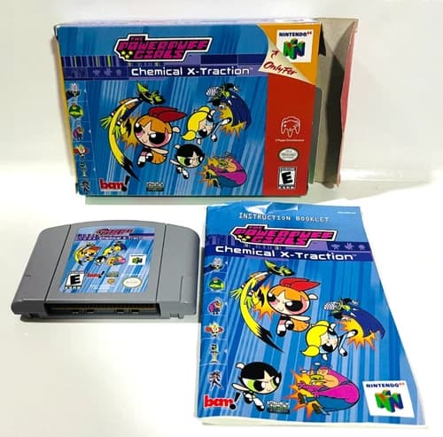 N64 Powerpuff Girls Chemical X-Traction Nintendo 64 Cartridge/ Box/ Manual