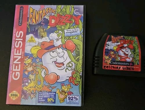 Fantastic Dizzy (Sega Genesis, 1993) without the manual - game and box