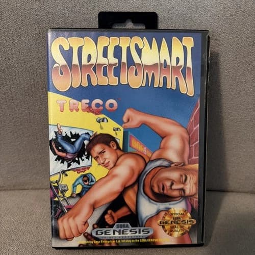 Street Smart Sega Genesis Complete CIB Box Manual Tested Authentic 1991 Treco
