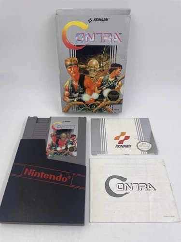 Contra (Nintendo NES, 1988) Complete CIB w/ Manual Tested Works Authentic
