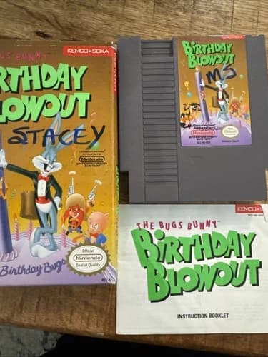 Bugs Bunny Birthday Blowout Nintendo NES Cartridge Tested Box And Manual