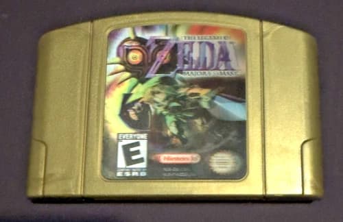 Legend of Zelda Majora's Mask N64 Holographic Gold Cartridge Authentic Tested