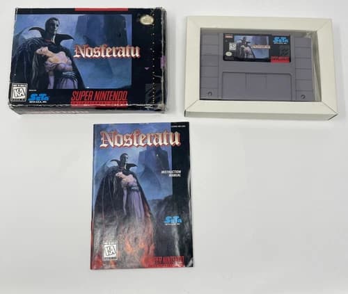 Nosferatu Super Nintendo SNES Complete CIB Box And Manual, Tested Working