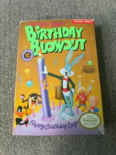 1990 NINTENDO NES THE BUGS BUNNY BIRTHDAY BLOWOUT CIB COMPLETE CART BOX MANUAL