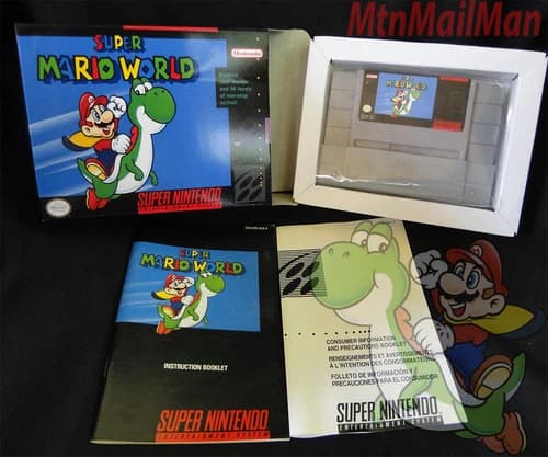 FAN ART BOX Super Mario World CIB (SNES, 1991) Super Nintendo, W/ consumer info!