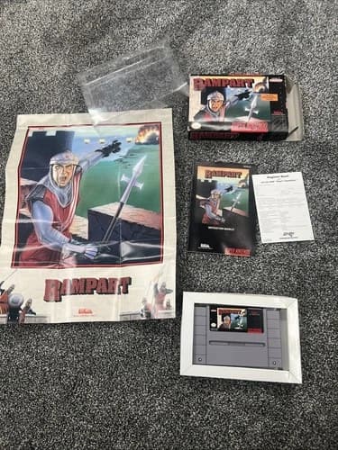 Rampart Super Nintendo SNES CIB Complete With Registration Card 100% Authentic