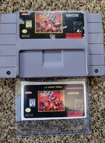 FINAL FIGHT 3 SNES - NEW LABEL IN INCLUDED Tested - Authentic LABEL WEAR on Orig