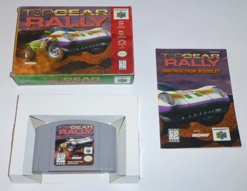 TOP GEAR RALLY - Nintendo 64 Game, CIB Complete in Box, Tested/Working, N64