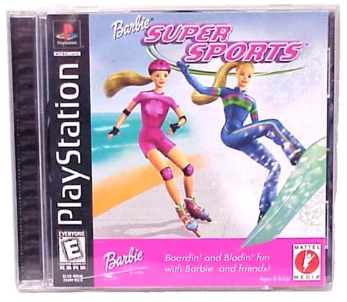 SONY PLAYSTATION PS1 VIDEO GAME BARBIE SUPER SPORTS MATTEL MEDIA RATED EVERYONE!