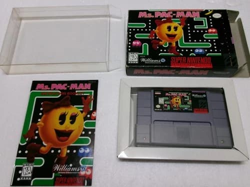 #583 MS. PAC-MAN SNES IN BOX WITH MANUAL EXCELLENT USED CONDITION