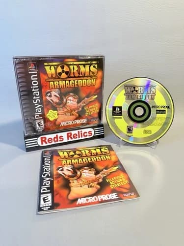 Worms Armageddon Playstation PS1 Complete CIB Refurbished Excellent