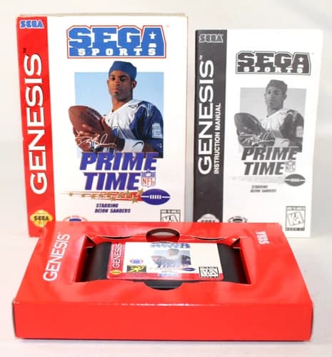 Prime Time NFL Starring Deion Sanders Sega Genesis Complete CIB! Very Nice!