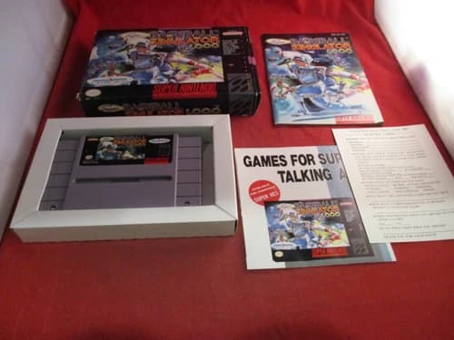Super Baseball Simulator 1.000 (Super Nintendo SNES) COMPLETE w/ Box manual #K1