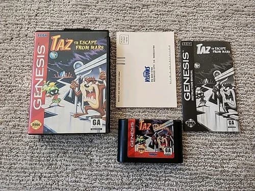Taz in Escape From Mars (Sega Genesis, 1994) CIB with Registration Card