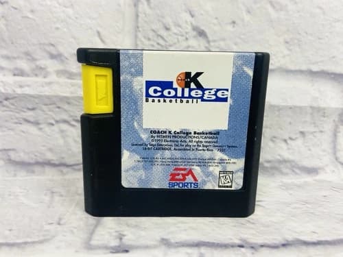 Coach K College Basketball (Sega Genesis, 1995) Cart Only