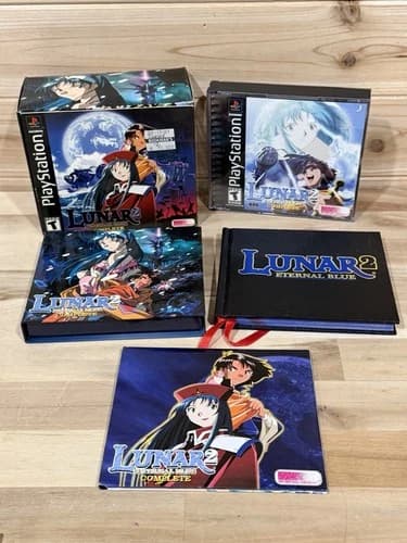 PlayStation 1 PS1 Game Lunar 2 Eternal Blue Complete Discs Pendant Book Tokens