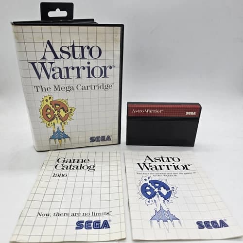 Astro Warrior (Sega Master, 1986) Complete CIB Game Cartridge, Box, Manual