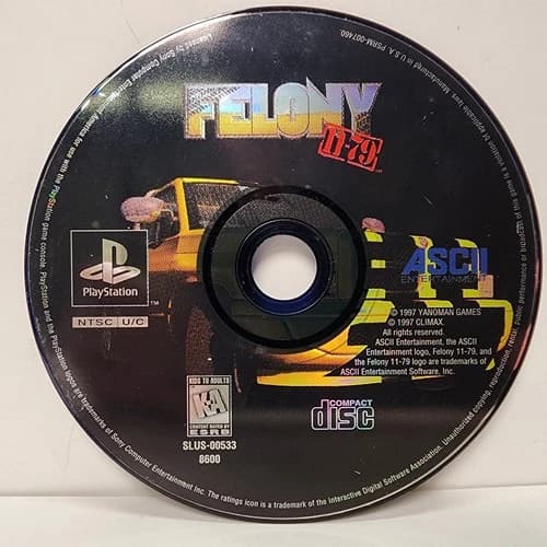 Felony 11-79 PlayStation 1 Disc Only PS1 Video Game Tested