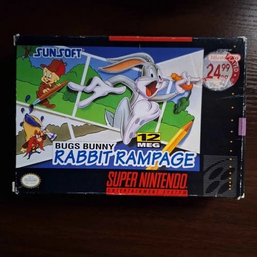 Bugs Bunny in Rabbit Rampage (SNES, 1994) Complete in Box