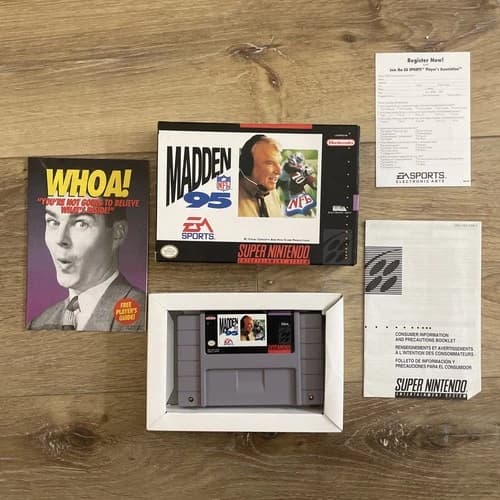Madden NFL 95 SNES Super Nintendo in box with manual tested working
