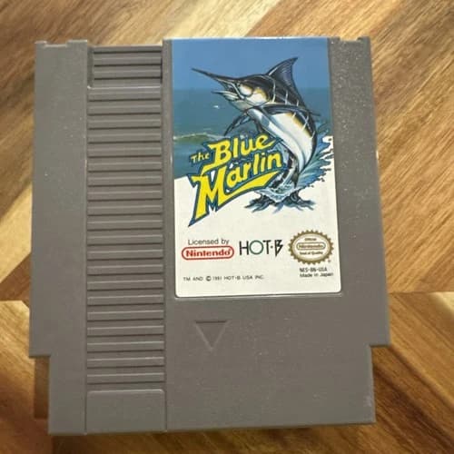 The Blue Marlin 1991 Nintendo NES Authentic Cart, Tested. Great Label