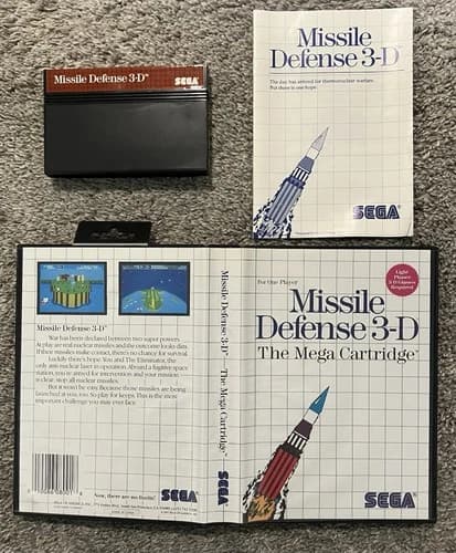Missile Defense 3-D (Sega Master System, 1987) SMS CIB Complete w/ Manual Tested