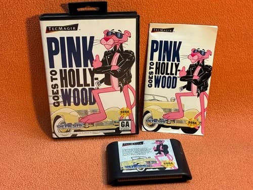 Pink Goes To Hollywood Panther Sega Genesis Original Authentic Game Complete!