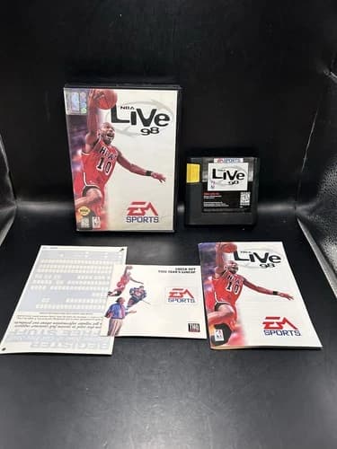 NBA Live 98 (Sega Genesis, 1996) FULLY COMPLETE WITH REG CARD TESTED