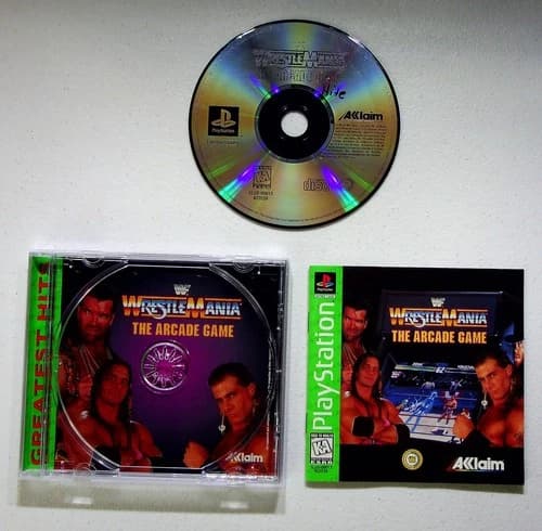 WWF WrestleMania The Arcade Game Greatest Hits PS1 Video Game 1-2 Player