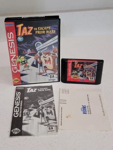 Taz in Escape From Mars (Sega Genesis, 1994) CIB with Manual Tested