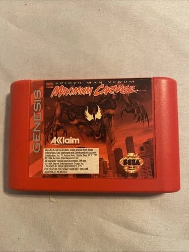 Sega Genesis Game Only Spider-Man And Venom Maximum Carnage