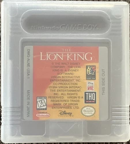 THE LION KING ORIGINAL NINTENDO GAME BOY Cartridge Only