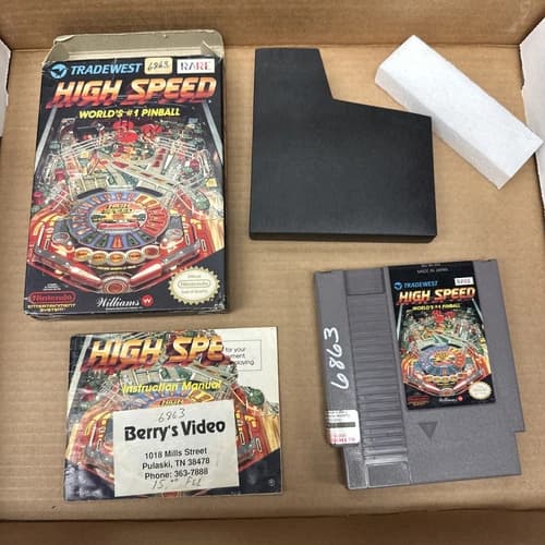 High Speed World’s #1 Pinball - Nintendo NES Complete CIB Box Manual